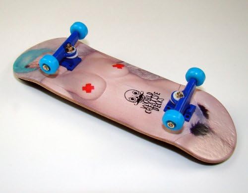 'Full Finger Skateboard World Creative Abstract Wife # 6 Deck and Axle Blue and Final Rotation PU Wheels Freefingers® Handmade Blue Wood Fingerboard