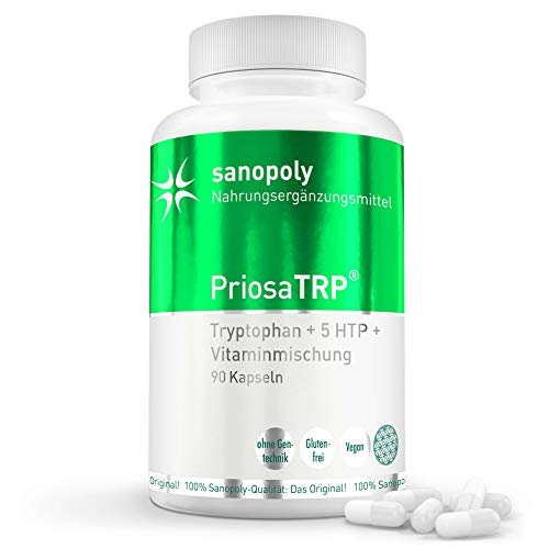 PriosaTRP® I 5-HTP mit Langzeitwirkung! I mit Vitamin B3, B6 und D I Serotoninspiegel | Geprüfte Qualität | vegan | 90 Kapseln