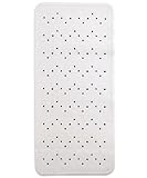 TücherRus Anti-Pilz Anti-Rutsch Gummi Badematte, Weiß mit Saugnäpfen, 34cm x 74cm