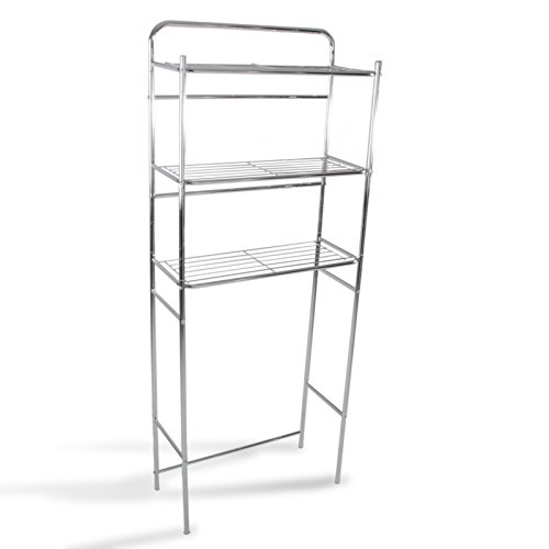 casa pura® Badregal Savona | platzsparender WC-Überbau | freistehend, ohne Bohren | verchromt | 3 Ablageböden | 59,5x26x151,5 cm - 2