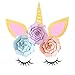 Produktbild JUN, DIY Gold Einhorn große Horn Ohren Wimpern Pfingstrose Blume Set Einhorn Party Hintergrund Wand Dekoration für Einhorn Geburtstag Baby Dusche Dessert Tischdekoration Mädchen Zimmer Dekor
