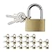 Produktbild Relaxdays 20 x Vorhängeschloss, mit je 2 Schlüsseln, 35 mm hoch, Kofferschloss oder Spindschloss, aus Stahl, Mini Schloss, Gold