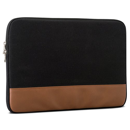 Laptophülle 14 Zoll Schwarz-Braun – Johnny Urban Canvas Laptop Sleeve Schutzhülle für 14 Zoll Laptops, das Dell XPS 15 & das MacBook Pro 15 – Hülle Laptoptasche Notebook Tasche aus Baumwoll Canvas - 7