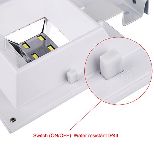 Liqoo® LED PIR Sensor Solarlampe Solarleuchte Wandleuchte Gartenleuchte Solar Leuchte Lampe mit Bewegungsmelder Drahtlos Kaltweiß 6000K Wasserdicht IP44 für Dachrinnen Wand Garten Terrasse Treppen Weiß - 7
