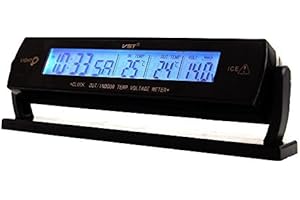 PolarLander Auto-Taktgeber-Kalender Indoor Outdoor Thermometer Voltage Meter Blauer Hintergrundbeleuchtung
