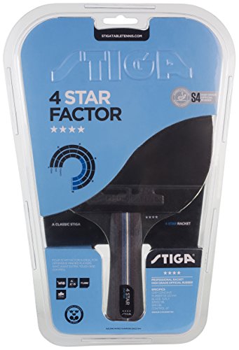Stiga Factor 4-Star Table Tennis Concave Ping Pong Bat, Black/Red