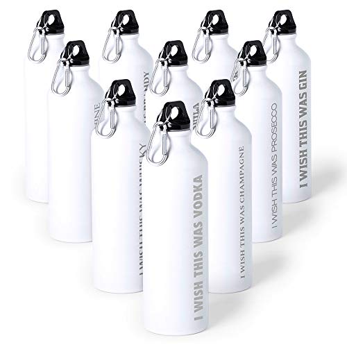 eBuyGB - Borraccia Sportiva con Scritta I Wish This Was Prosecco, 800 ml, Senza BPA, in Metallo, Colore: Bianco