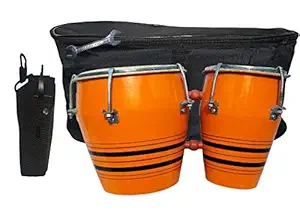 GT manufacturers Professional Two Piece Hand Made Wooden Bango Drum Set With Tool Kit (Orange)