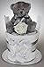 Baby Boy Girl Unisex Nappy Cake With Silver Teddy Bear New Baby Shower Gift Present (One Tier)