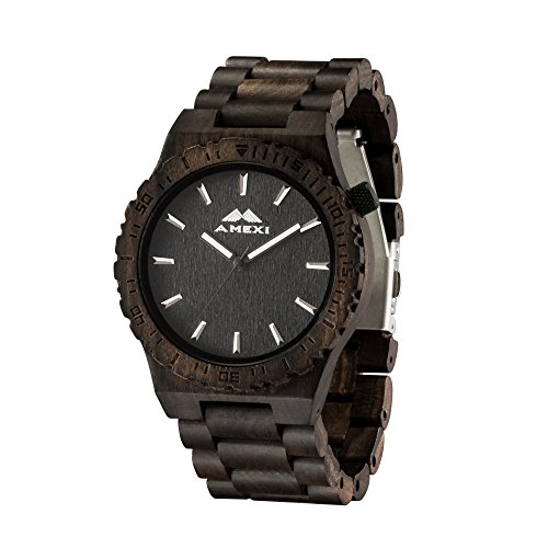 Amexi Design Holzuhr Herren Gre Holz Herrenuhr mit natrlichen Sandelholz Armbanduhren fr Mnner Farbe in schwarz Japan Quarzwerk Amexi Design Holzuhr Herren Gre Holz Herrenuhr mit natrlichen Sandelholz Armbanduhren fr Mnner Farbe in schwarz Japan Quarzwerk