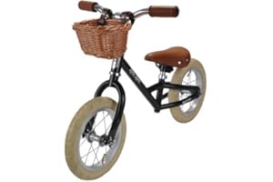 ‎BANDITS & ANGELS Bandits and Angels - Laufrad Retro Rider mit Weidenkorb und Luftreifen - ab 2.5 Jahren (Retro Schwarz)