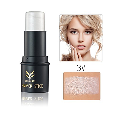 Fashion Base® Face Waterproof Shimmer Highlighter Stick Bronzers Highlighter Powder Creamy Texture Silver Gold Light Face Makeup (03#)