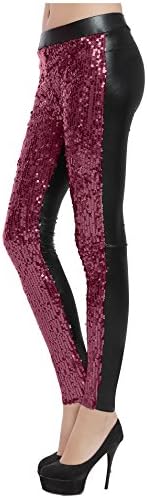 Harem Yoga Women Fashion Shiny Sequin Stretch Underwear Skinny Legging Tight Pant Coffee L