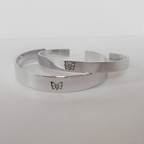 Butterfly Semi Colon Hidden Message Hand Stamped Aluminium Cuff