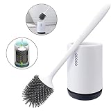 Brosse de toilette Brosse WC en Silicone Antibactérienne balayette WC Ensemble Brosse de Toilettes à Manche Long avec Support Hygiénique