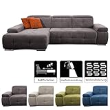 couchtisch glas Lieferumfang: Cavadore 5036 - Polsterecke Mistrel mit Longchair XL links und Bettfunktion / inklusive 3 x Kopfteilverstellung