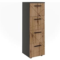 Armoire De Salle De Bain Irma - Hauteur 192 Cm, Largeur 33 Cm - 2 Portes, étagères Réglables - Anthracite/Artisan