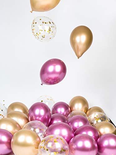 Globos de Oro Rosa Metal Cromado Decoraciones para Fiestas Paquete De 12 Pulgadas para Cumpleaños Bachelorette Boda Baby Shower