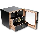 &Ccedil;ekmeceli 3 Katlı Siyah Sedir Humidor Puro Kutusu rd10