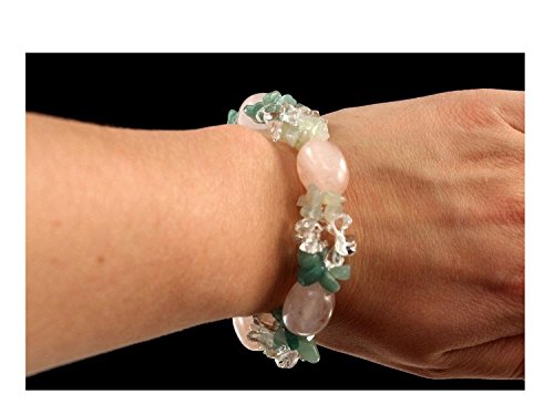 Armband aus Rosenquarz, Bergkristall, Aventurin und Jade -elastisch-