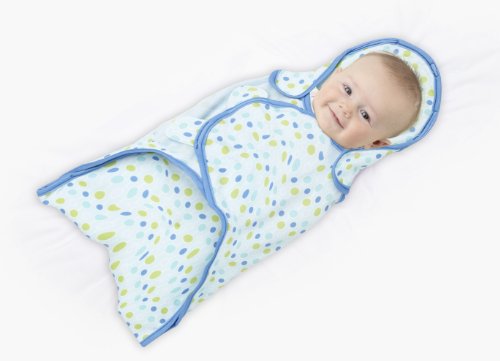 Soothetime Snooze Swaddle Blanket (Blue Polka Dots, 0-3 Months)
