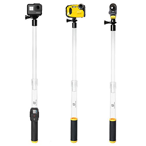 Fantaseal® Soporte de extensión flotante para cámaras de acción GoPro Soporte de mano flotante Soporte de soporte flotante Impermeable Subacuático telescópico de telescopio Pole Selfie Stick para cámara impermeable GoPro Hero5 / Hero5 Sesión / Hero4 Sesión / Hero4 / 3+ / 3 + SJCAM Garmin Virb Xiaomi Yi DBPOWER Qumox Vic Tsing + SONY FDR X-3000V X1000VR HDR AS 300 AS-10 AS-15 AS-20 AS-30 AS-50 AS-100 AS-200 AZ-1 y cámara de acción tipo GoPro - Extensible de 35,3 a 60 cm con soporte remoto