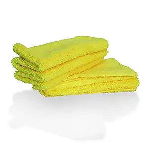 WAVEX 400GSM Edgeless Professional Thick Super Soft Microfiber Towel (40X40 cm, Yellow, 2 Pieces)
