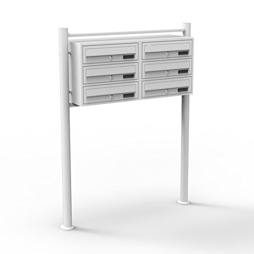 Preisvergleich Produktbild 6er Briefkastenanlage Weiß 2x3 Fächer Standbriefkasten Postfach Briefkasten Postkasten