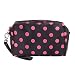 Imported Brown Pink Polka Dots Zipper Cosmetic Make-up Organizer Bag Hand Case Pouch RS.455.00
