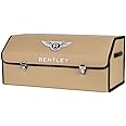Car Trunk Organizer For Bentley Continental GT Coupe 3rd Gen/GT V8/GT Speed 2018-2023 Leather Trunk Storage Box Foldable with Lid Waterproof Emblem Accessories,A