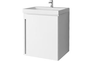 Planetmöbel Juego de Muebles de baño de cerámica para Lavabo (50 cm), Color Blanco