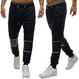 Yazidan Herren Sporthose Trainingshose lang Jogginghose Pants Sweatpants Splicing Printed Overalls Lässige Pocket Sport Work Lässige Hosen Trainingshose Baumwolle | Enger Beinabschluss |