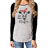 TianWlio Weihnachten Pullover Langarmshirt Bluse Hoodie Frauen Herbst Winter Langarm O-Ausschnitt Lässige Weihnachten Gedruckt Bluse T-Shirt Pullover (2XL, Schwarz)