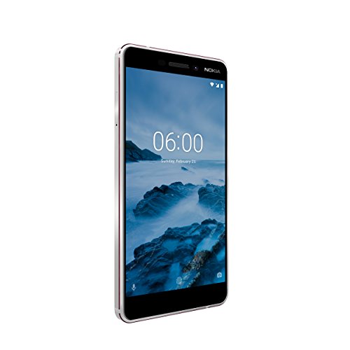Nokia 6 Dual SIM Smartphone VERSION 2018 - deutsche Ware (5,5 Zoll IPS Full-HD Display, 32GB ROM, 3GB RAM, 16 Megapixel RÃ¼ckkamera + 8MP Frontkamera, LTE, Pure Android 8 Oreo, Schnellladefunktion, MP3 Player, FM Radio, NFC, Wecker) inkl. Displayschutzfolie - WeiÃŸ/Eisen [Exklusiv bei Amazon]