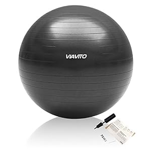 Viavito Anti-Burst Gym Swiss Ball with Pump - Black, 75 cm