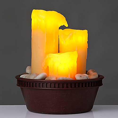 Zimmerbrunnen mit 3 LED-Kerzen und Dekosteinen