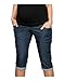 Mija - Capri Denim Maternity Cropped trousers Jeans pants short 9046 (6, Dark Blue)