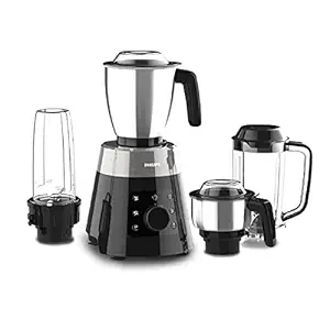 PHILIPS HL7777/00 750W Mixer Grinder with 4 Jars (Metallic Silver and Bold Black, Large)