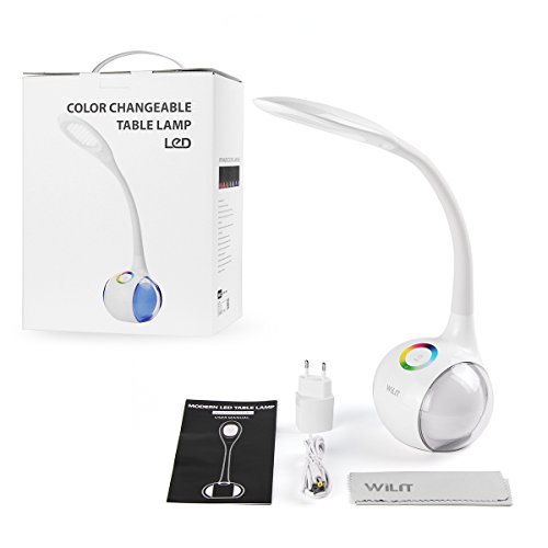 WILIT® HZ T3 5W dimmbare LED Schreibtischlampe/Atmosphärenlampe mit Schwanenhals und Touchfeld für Farblicht und 3 Helligkeitsstufen, weiß - 8