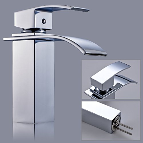 Auralum® Elegant Einhebel Mischbatterie Wasserhahn Armatur Waschtischarmatur Wasserfall Einhandmischer für Bad Badezimmer Waschbecken - 7