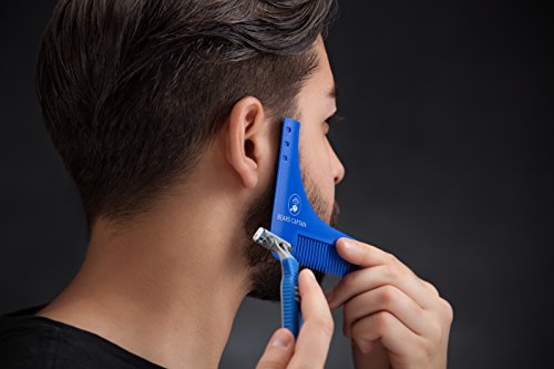 BEARD CAPTAIN Bart-Schablone mit moderner Verpackung – Bart-Kamm & Schablone zum angenehmen Rasieren von Konturen – Perfekte Symmetrie in Sekunden – aus gehärteten Materialien – Rasier-Schablone – Geschenk für Männer - 5