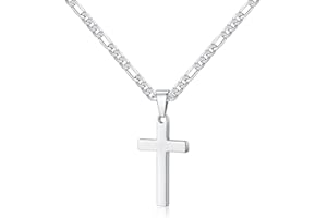 LQIOACU Collana Crocifisso Argento e Acciaio - Gioielli Croce Regalo Pasqua