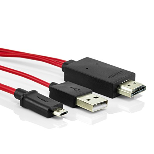 5-Pin MHL HDMI Adapter USB Kabel Konverter HDTV HD TV ROT für Handys, Smartphones und Tablet PCs - 2