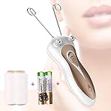 Facial Hair Remover, Electric Threading Epilator for Women Removing Peach Fuzz Upper Lip Chin Hair and Moustaches, AA Battery Included