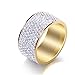 Produktbild WGY SportwarenVoller Kristall Große Eheringe Für Frauen Edelstahlring Goldfarbener Ring Weibliche Ringe Weibliche Hochzeit Jewerly, D