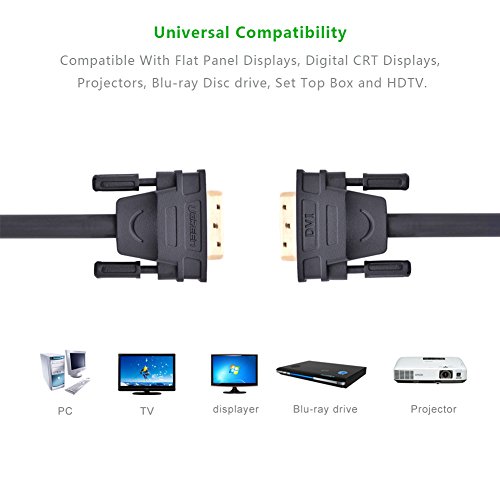 DVI Kabel Ugreen 1m DVI auf DVI 24+1 Kabel Dual Link HDTV 2560×1600 Auslösung mit 2 Ferritkern, verzinnte OFC Kupferleiter und Vergoldete Konverter für PC und Projektoren - 4