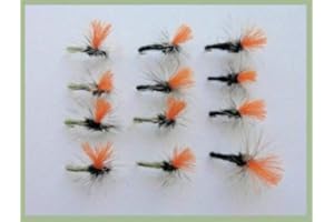 TROUTFLIES UK LURES Klinkhammers, Trout & Grayling flies,12 Pack, HI VIZ Black and Olive, Mixed Size