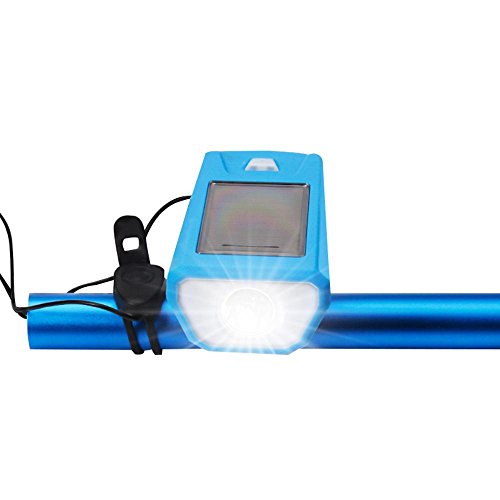 Preisvergleich Produktbild teepao USB Wiederaufladbares Fahrradlicht-Set LED Fahrradlampe Frontleuchte, solarbetriebene Fahrrad Licht-Kit mit Bell Horn, Super Bright Mountain Bike Lampe mit Wasserdichtes Design, 4 Beleuchtung Modus blau