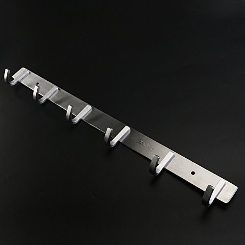 OUNONA Garderobenleiste Hakenleiste Edelstahl Garderobenhaken Mit 6 Haken für Kleidung und Schlüssel, Edelstahl, 17,32 Zoll - 6