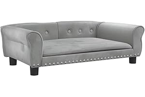 vidaXL Cama para Perros de Terciopelo Gris Claro 95x55x30 cm, sofá para Perros, Cama para Cachorros, Asiento para Perros, sofá para Mascota